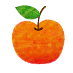 葉っぱ付きのリンゴのイラスト３　絵本風　ⒸAtelier Funipo